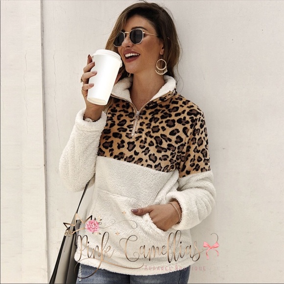 Leopard Print Fleece Pullover - Picture 3 of 9